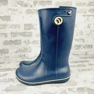 CROCS Shoes Crocs Jaunt Tall Navy Blue Rubber Pull On Waterproof Activewear Rain Boots A64 Poshmark